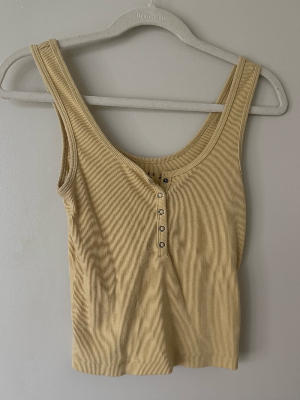 Abercrombie & Fitch Yellow Ribbed Henley Tank